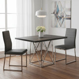 48" Taupe And Silver Metal Dining Table