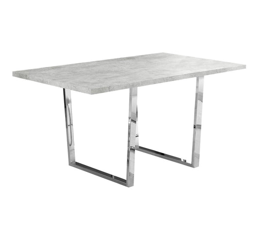 59" Gray And Silver Metal Sled Base Dining Table