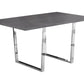 59" Gray And Silver Metal Sled Base Dining Table