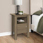 24" Deep Taupe Wood End Table With Shelf