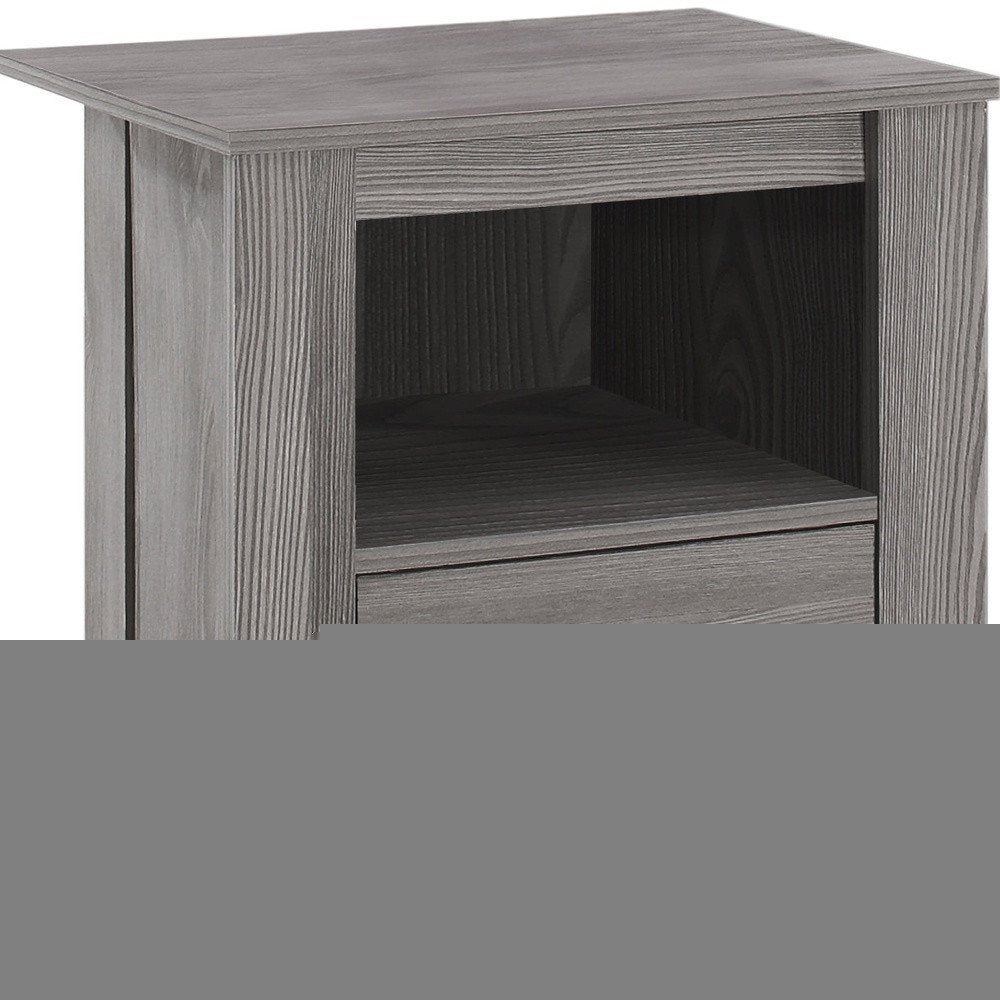 24" Gray Wood End Table With Shelf