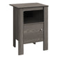 24" Gray Wood End Table With Shelf