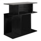 24" Gray and Black Wood Floor Shelf End Table With 6