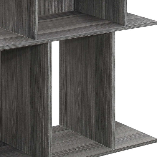 24" Dark Gray Wood End Table With Six Open Shelves