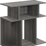 24" Dark Gray Wood End Table With Six Open Shelves