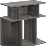 24" Dark Gray Wood End Table With Six Open Shelves