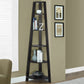 71" Gray Wood Five Tier Corner Bookcase