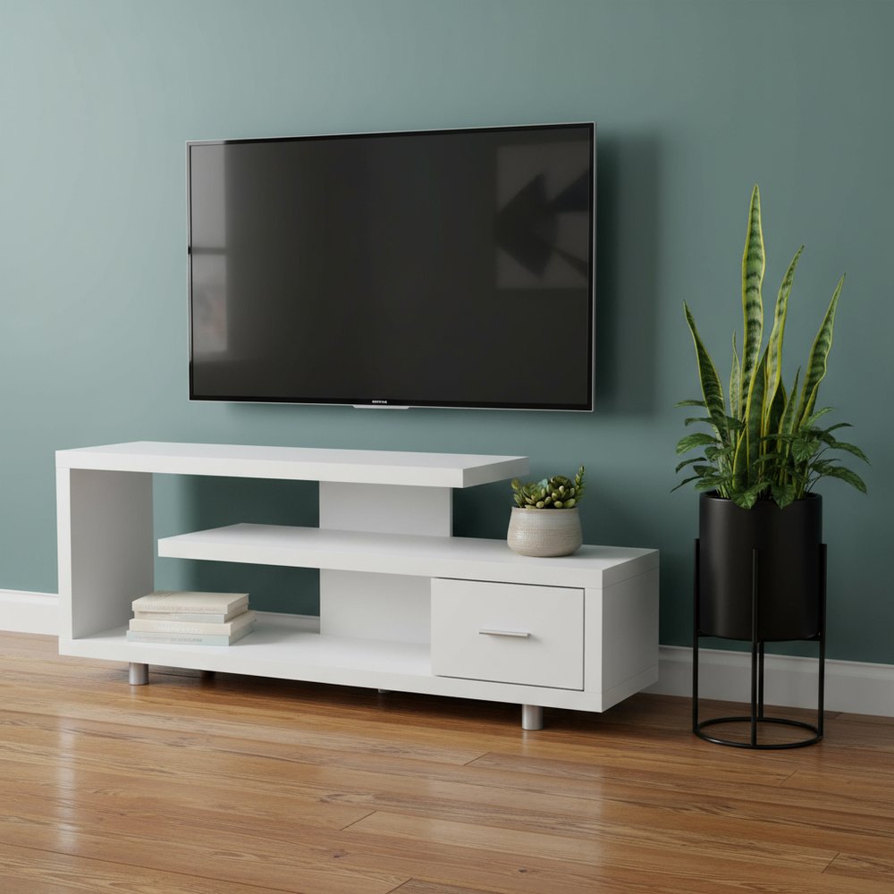 60" Dark Brown Cabinet Enclosed Storage TV Stand
