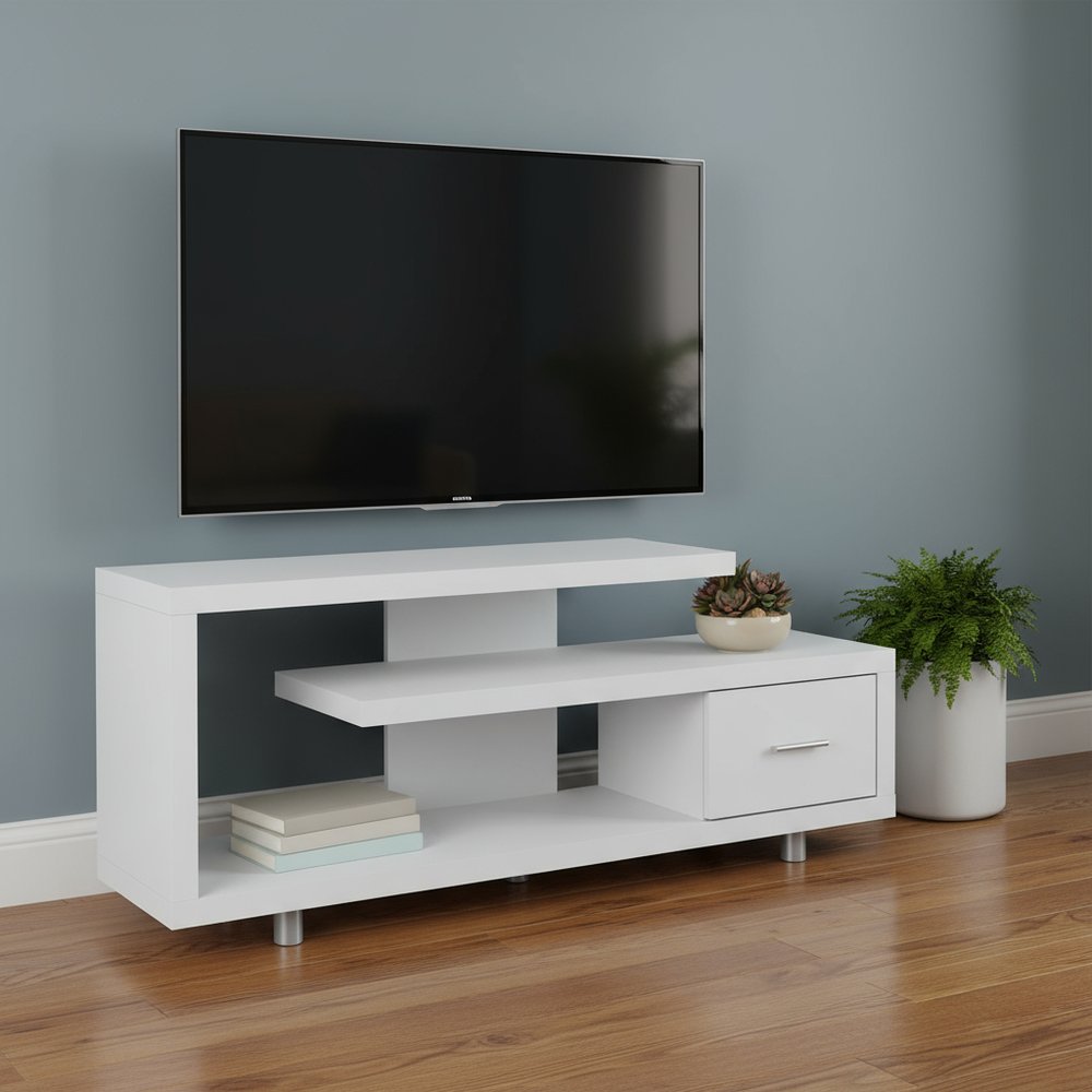 60" Dark Brown Cabinet Enclosed Storage TV Stand
