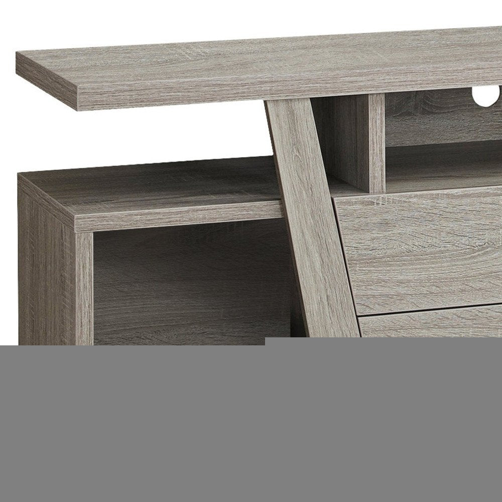 60" Deep Taupe Open Shelving TV Stand