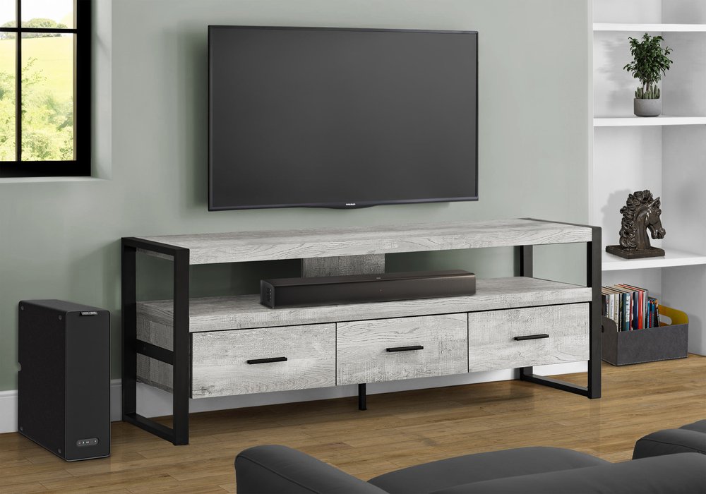 59" Brown and Black Cabinet Enclosed Storage TV Stand