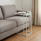 18.25" X 10.25" X 24" White Metal Tempered Glass Accent Table