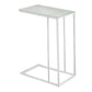 18.25" X 10.25" X 24" White Metal Tempered Glass Accent Table