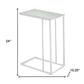 18.25" X 10.25" X 24" White Metal Tempered Glass Accent Table