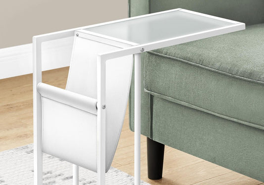 White Modern Metal And Glass Tv Table