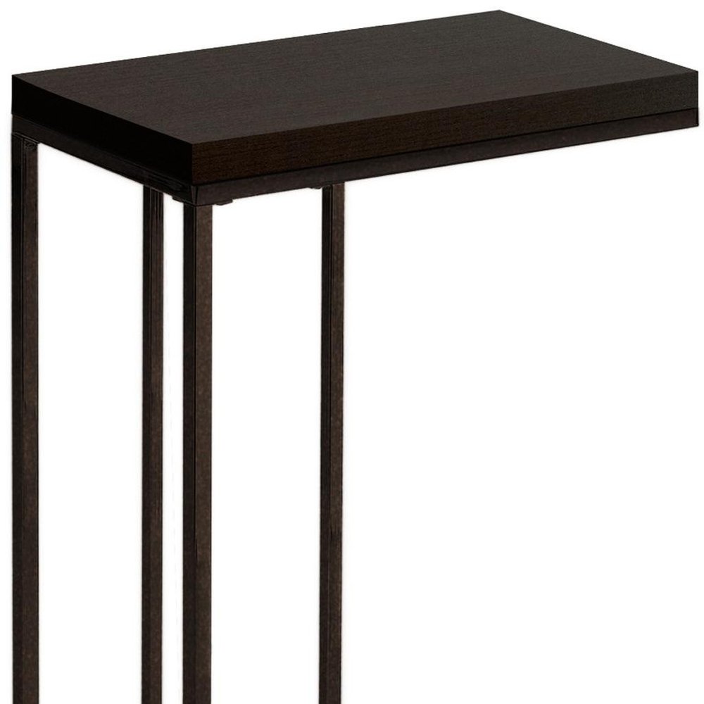 18.25" X 10.25" X 25.25" Cappuccino Particle Board Metal  Accent Table