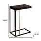 18.25" X 10.25" X 25.25" Cappuccino Particle Board Metal  Accent Table