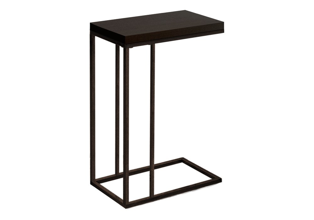 18.25" X 10.25" X 25.25" Cappuccino Particle Board Metal  Accent Table