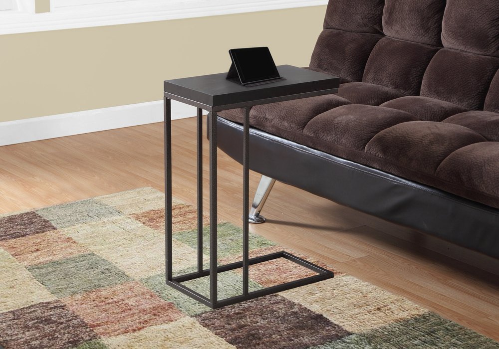 18.25" X 10.25" X 25.25" Cappuccino Particle Board Metal  Accent Table