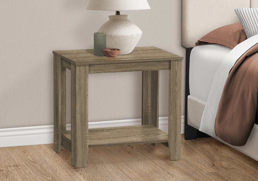 22" Gray Wood End Table With Shelf