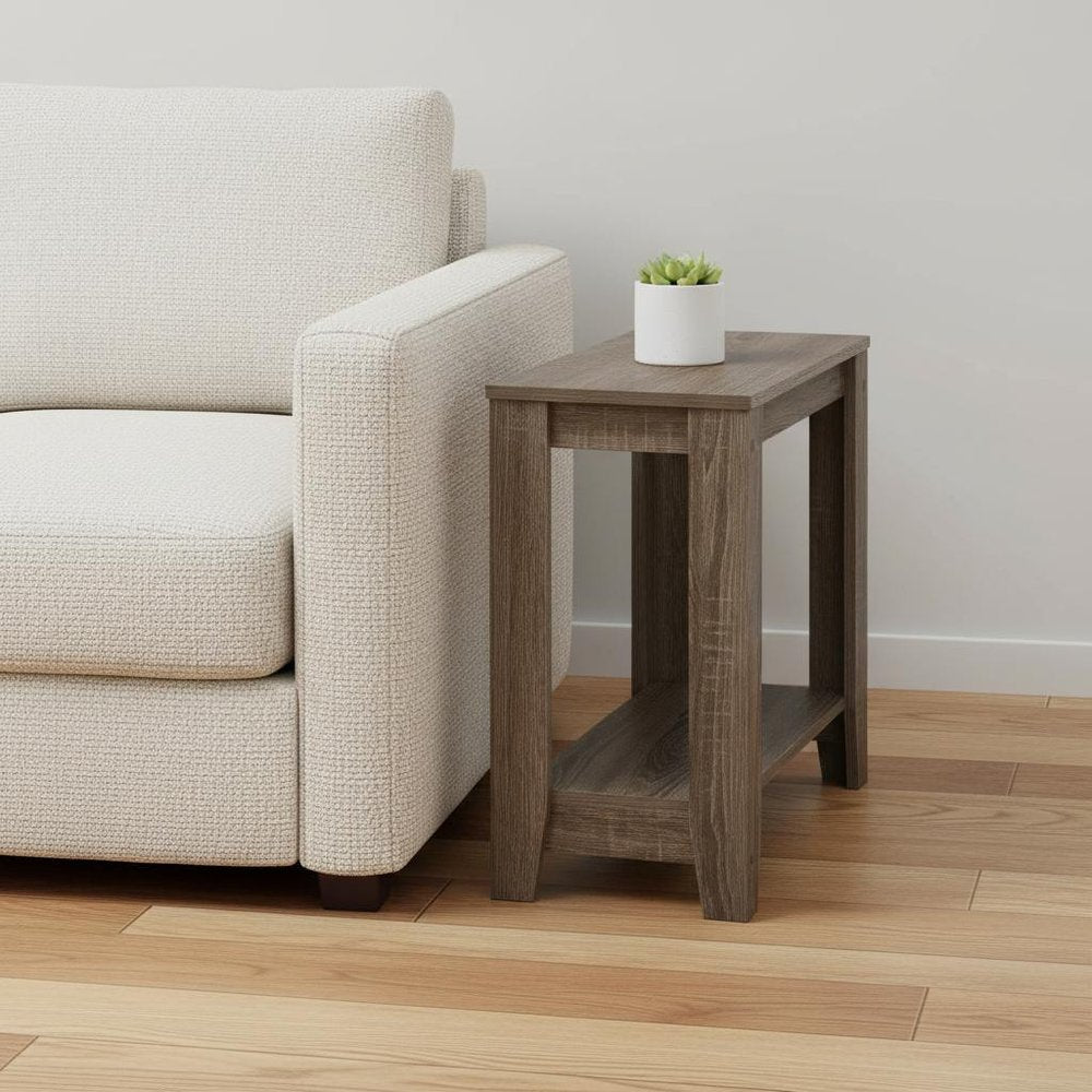 22" Gray Wood End Table With Shelf