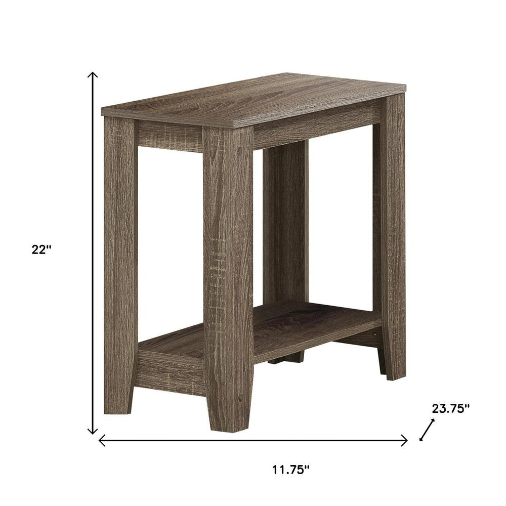 22" Deep Taupe End Table With Shelf
