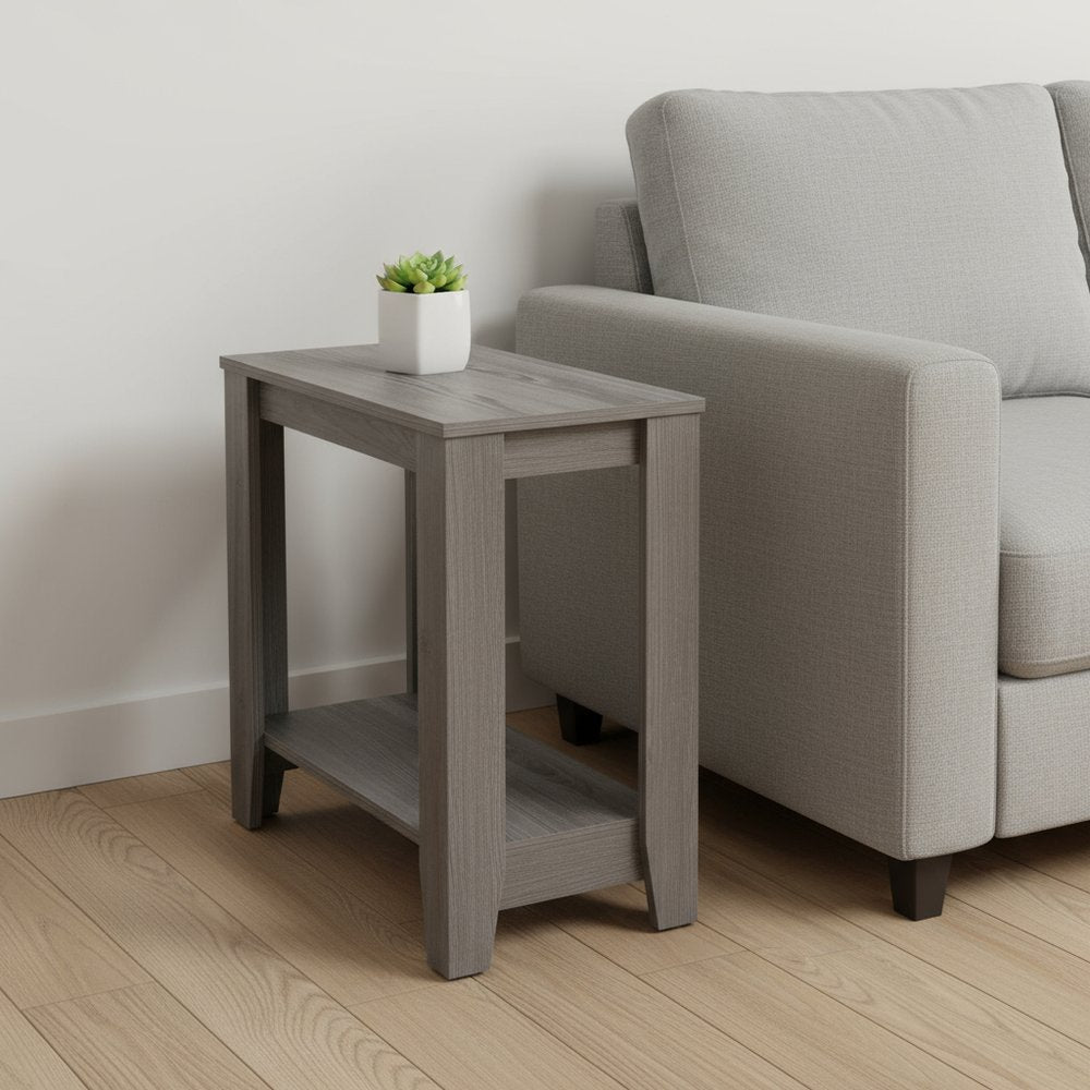 22" Deep Taupe End Table With Shelf