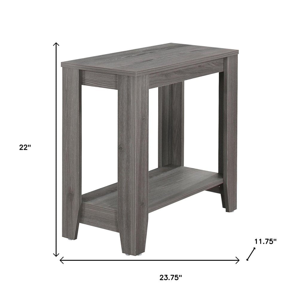 22" Deep Taupe End Table With Shelf