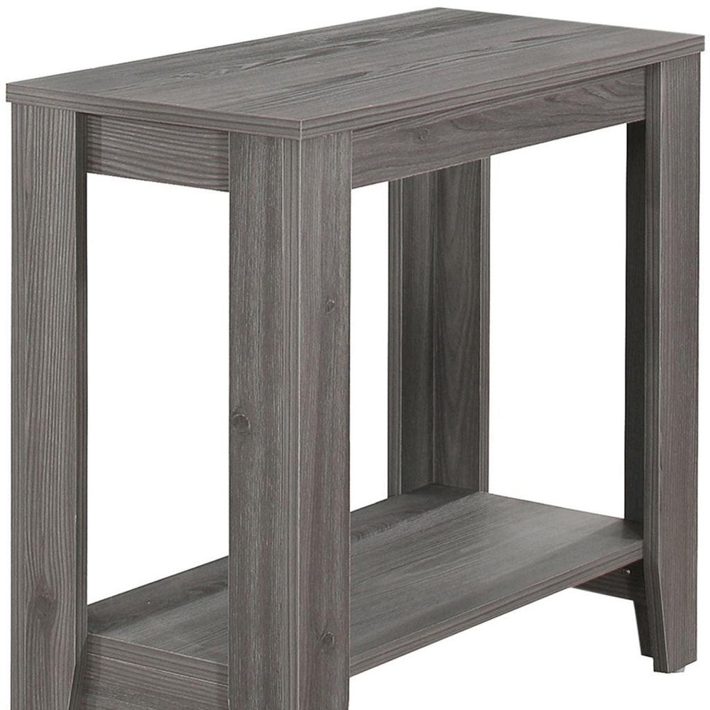 22" Deep Taupe End Table With Shelf