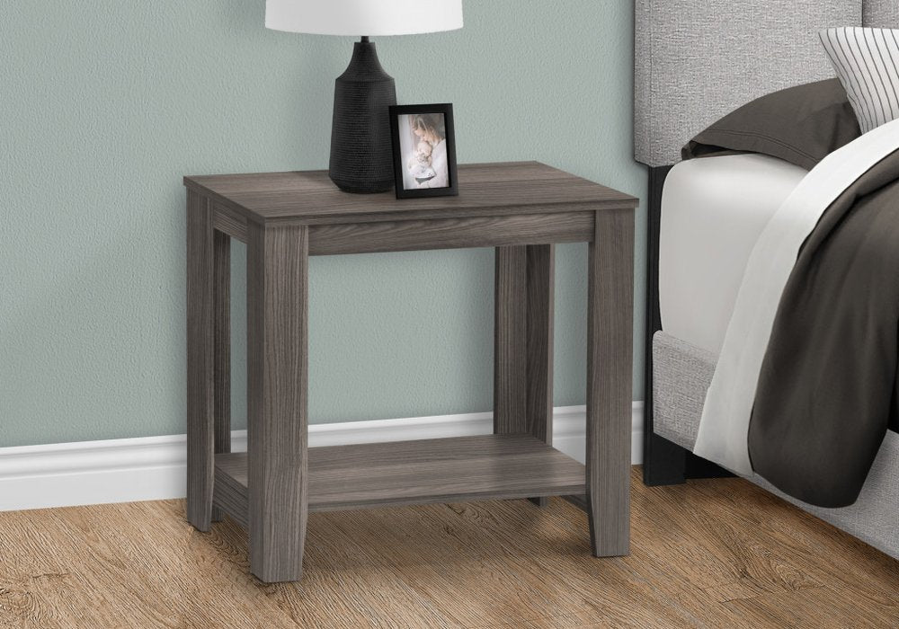 22" Deep Taupe End Table With Shelf