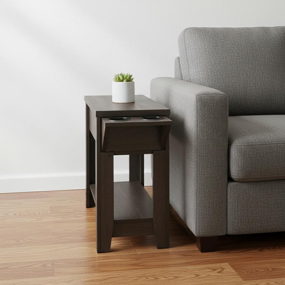 23" Brown Wood End Table With Shelf