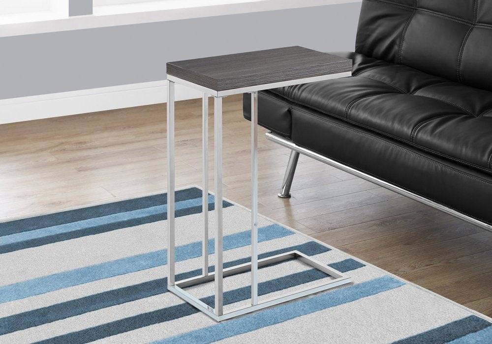 18.25" X 10.25" X 25.25" Cappuccino Particle Board Metal  Accent Table