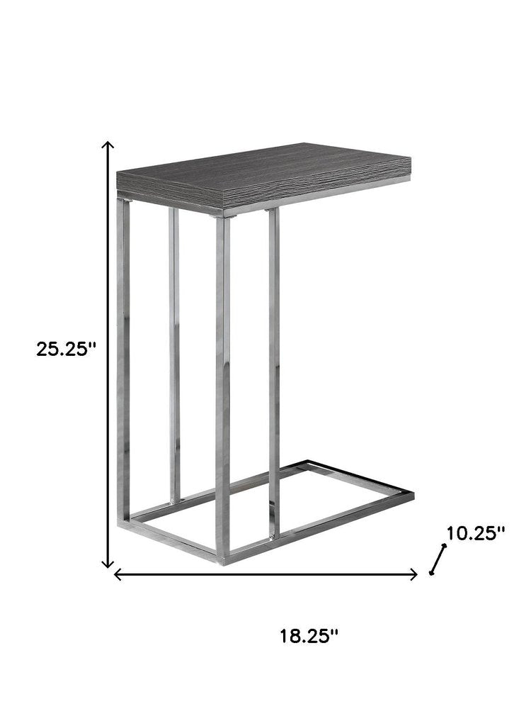 18.25" X 10.25" X 25.25" Cappuccino Particle Board Metal  Accent Table