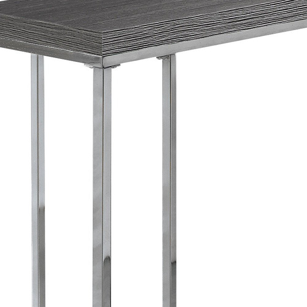 18.25" X 10.25" X 25.25" Cappuccino Particle Board Metal  Accent Table