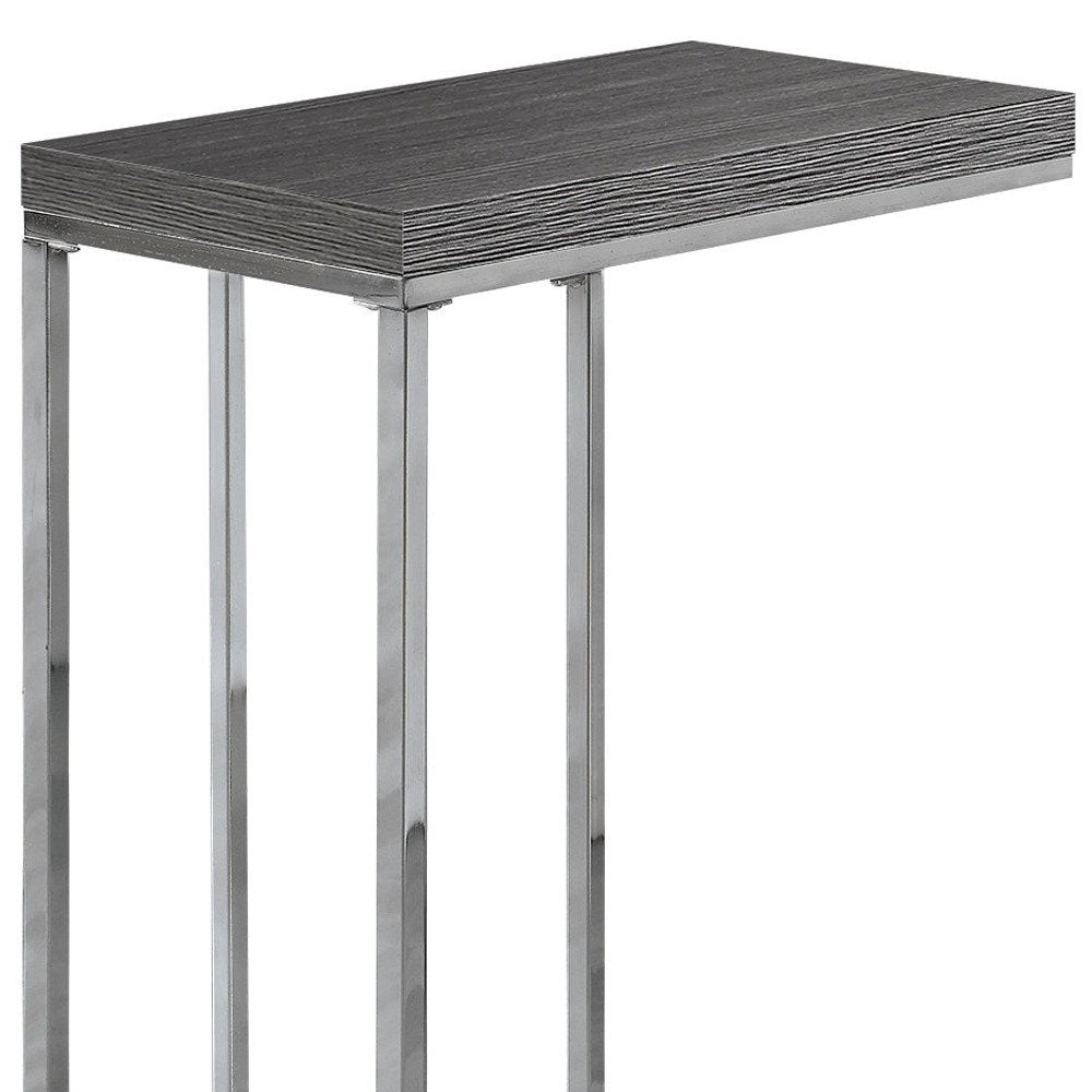 18.25" X 10.25" X 25.25" Cappuccino Particle Board Metal  Accent Table