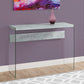 44" Gray And Clear Solid Console Table