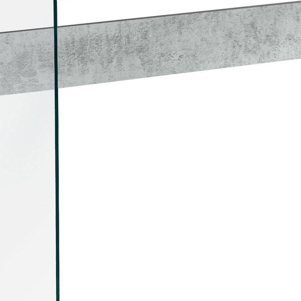 44" Gray And Clear Solid Console Table