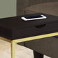 10.25" X 15.75" X 24.5" Brown Finish Drawer And Black Metal Accent Table