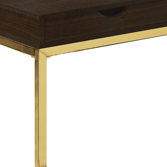 10.25" X 15.75" X 24.5" Grey Finish And Laminated Metal Accent Table