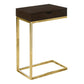 10.25" X 15.75" X 24.5" Brown Finish Drawer And Black Metal Accent Table