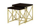 Set of Two 41" Gold And Brown Nested Tables