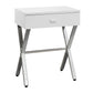 22" Silver And White Wood And Metal End Table With Drawer