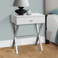 22" Silver And White Wood And Metal End Table With Drawer