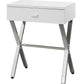 22" Silver And White Wood And Metal End Table With Drawer