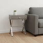 22" Silver And White Wood And Metal End Table With Drawer
