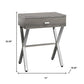 22" Silver And White Wood And Metal End Table With Drawer