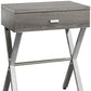 22" Silver And White Wood And Metal End Table With Drawer
