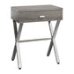 22" Silver And White Wood And Metal End Table With Drawer