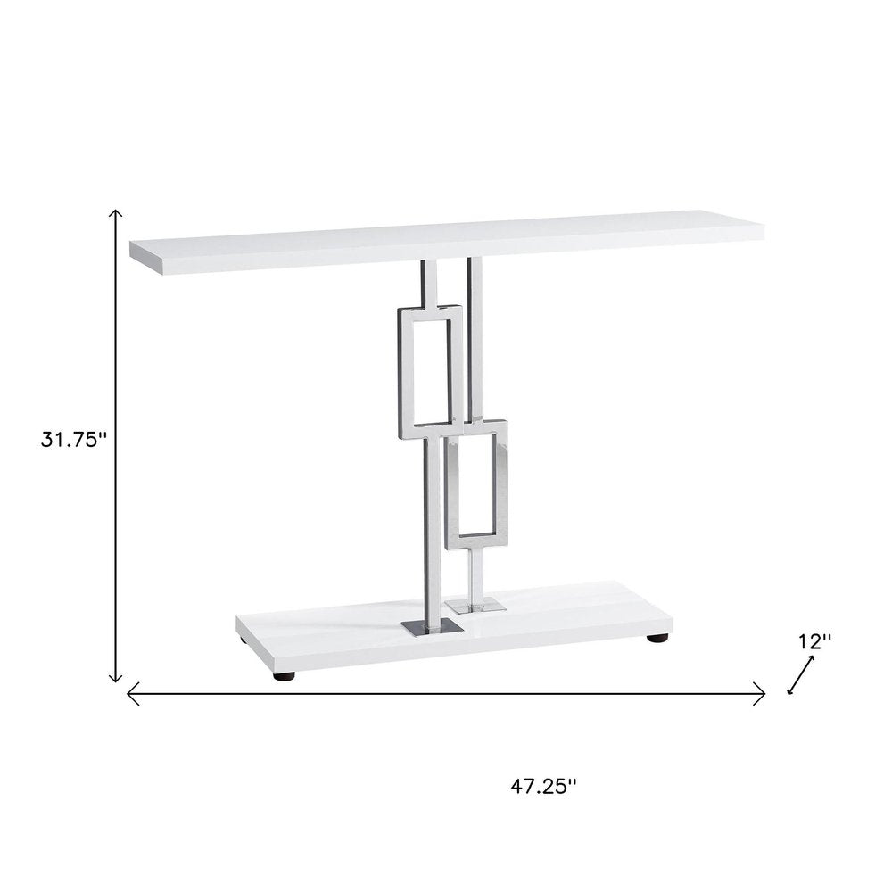 47" White Floor Shelf Console Table With Storage
