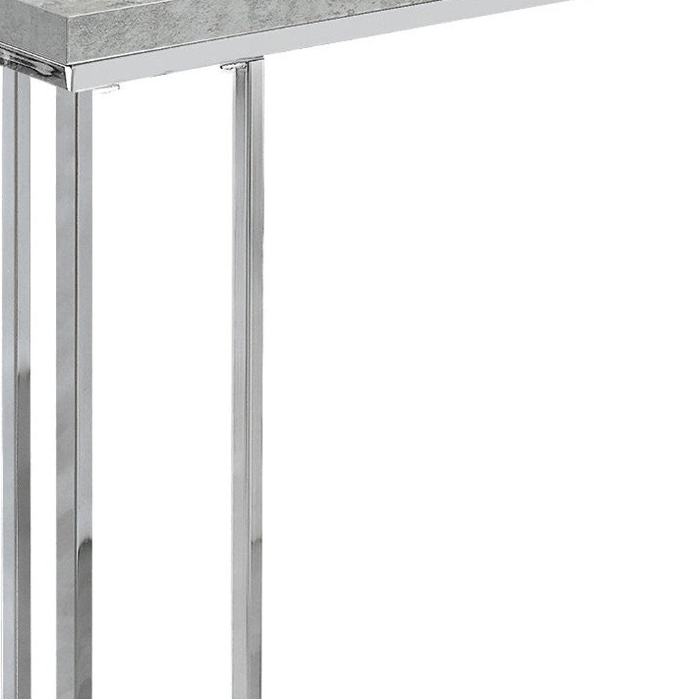 18.25" X 10.25" X 25.25" Cappuccino Particle Board Metal  Accent Table